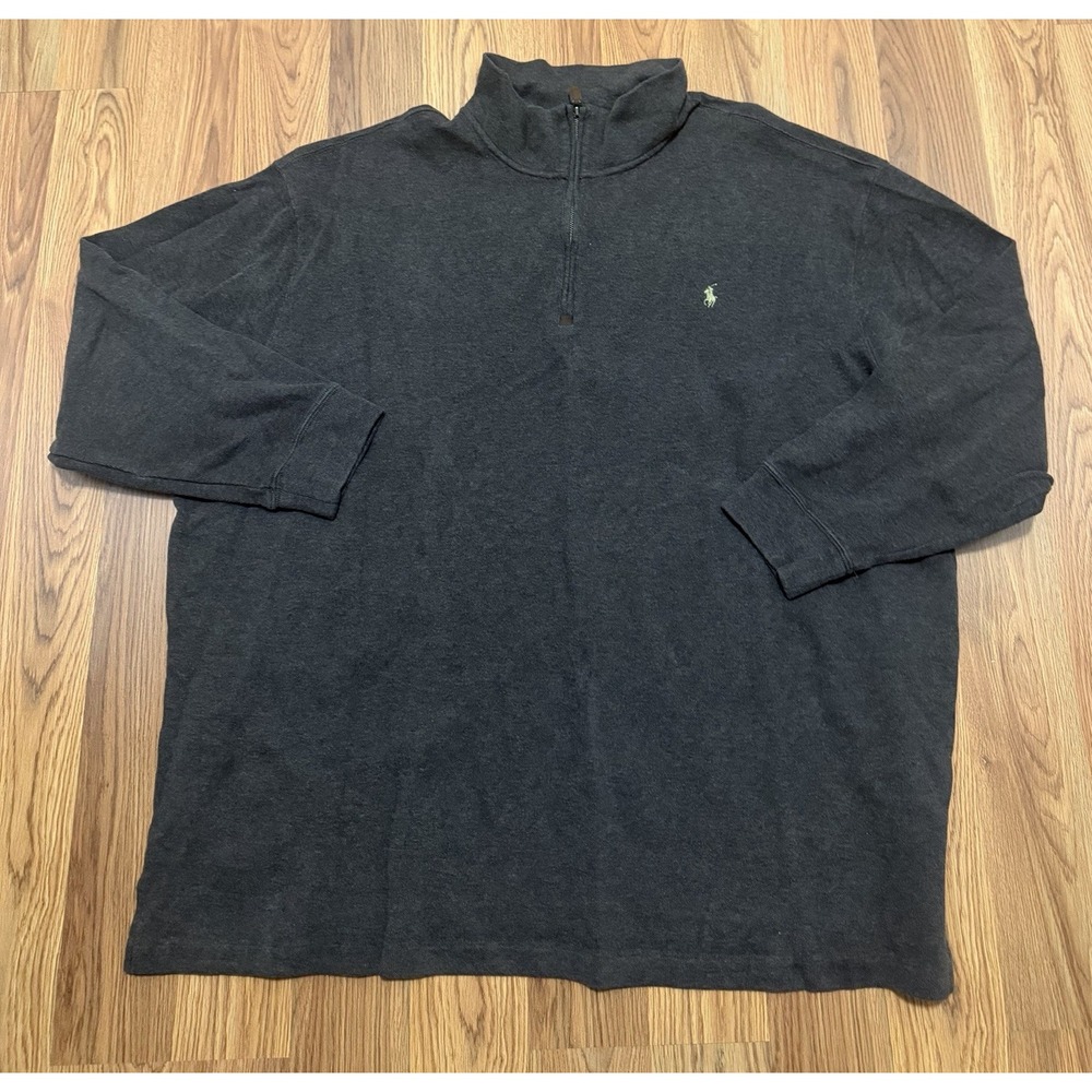 Polo Ralph Lauren Quarter Zip Pullover Mens 3XB Big Charcoal Gray Pony